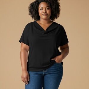 Torrid Women's 3X Black Cowl Neck Flutter Sleeve Blouse Casual NWT